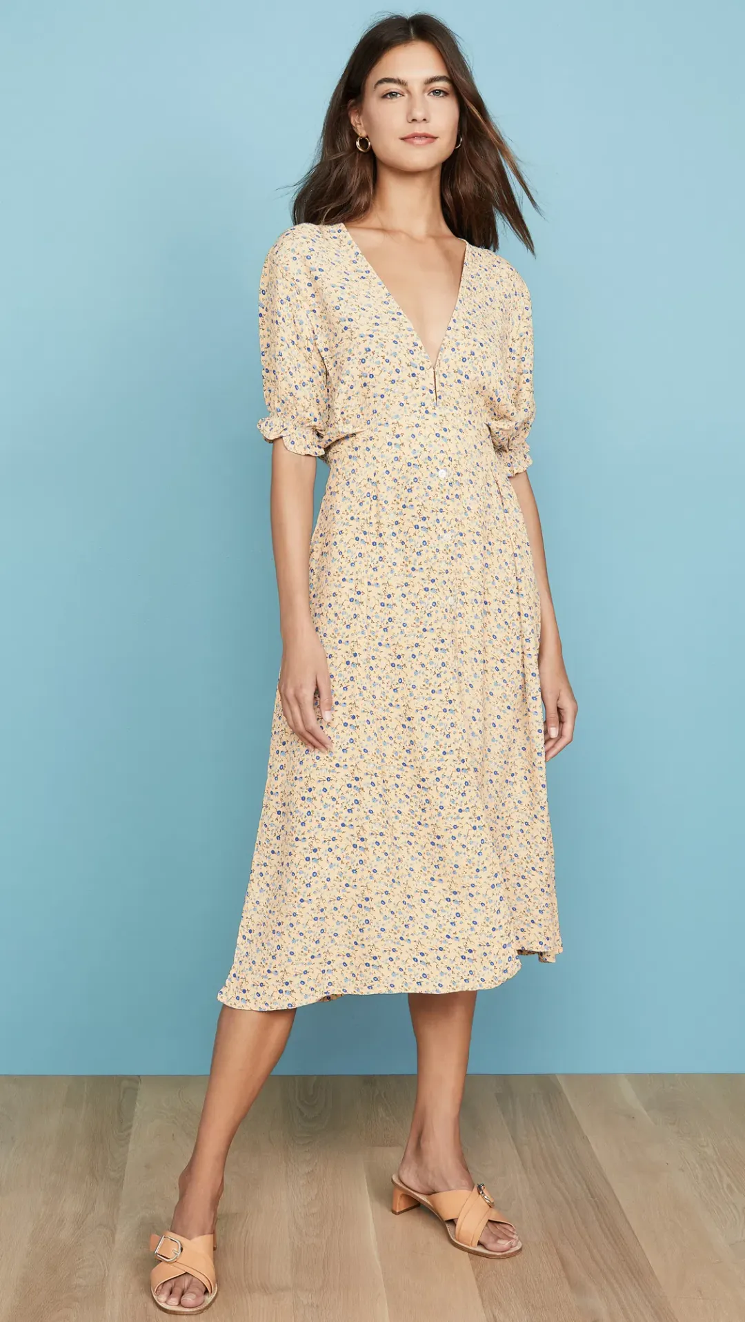 Faithfull the Brand Farrah Midi Dress Print Size 10 for rent on The Volte - main image
