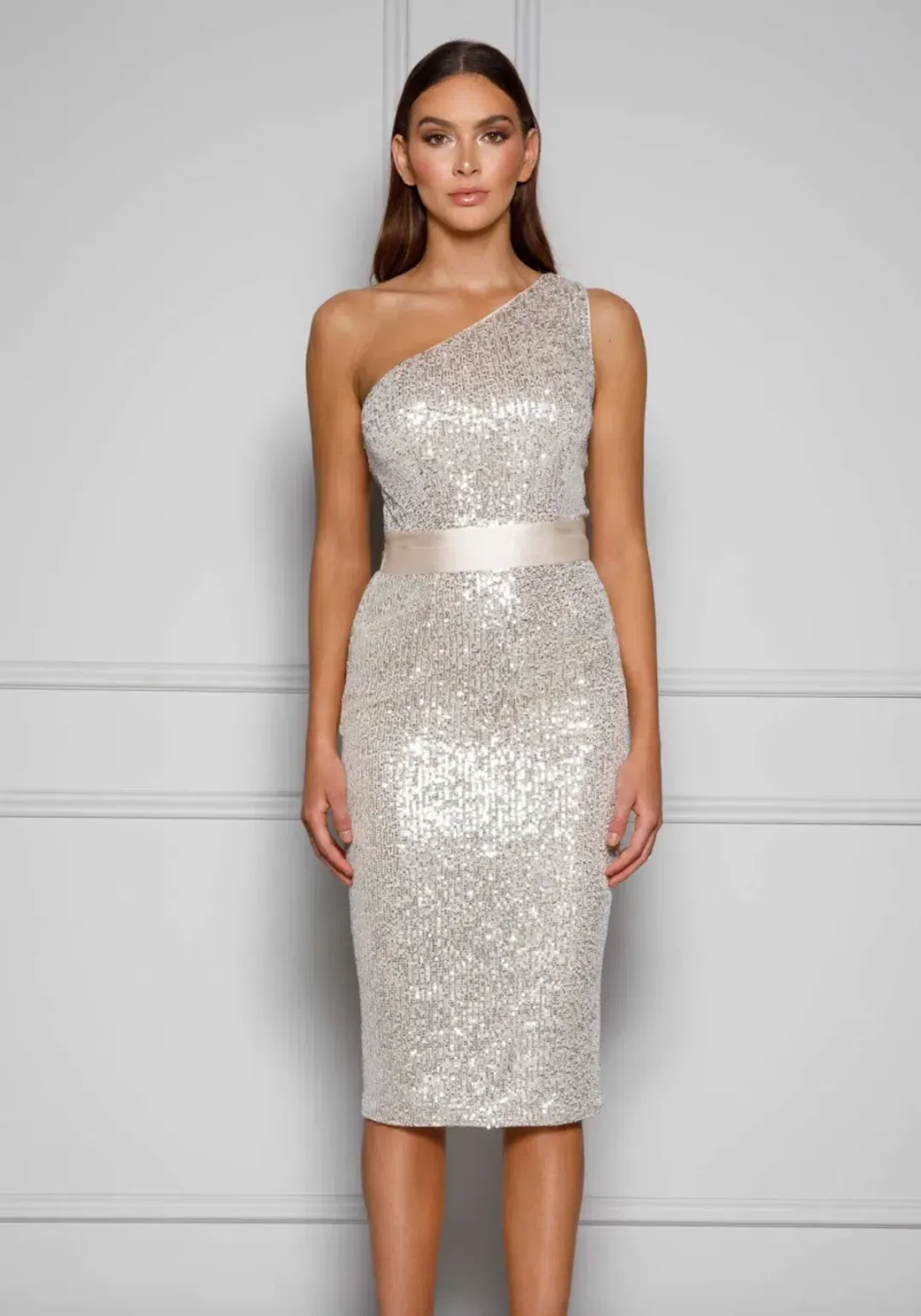 Elle Zeitoune Allene Dress Champagne SIlver Size 8 for rent on The Volte - main image