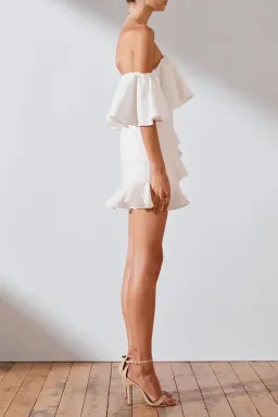 Shona Joy Savannah OTS Ruffle Mini Dress White Size 10 for rent on The Volte - image 2