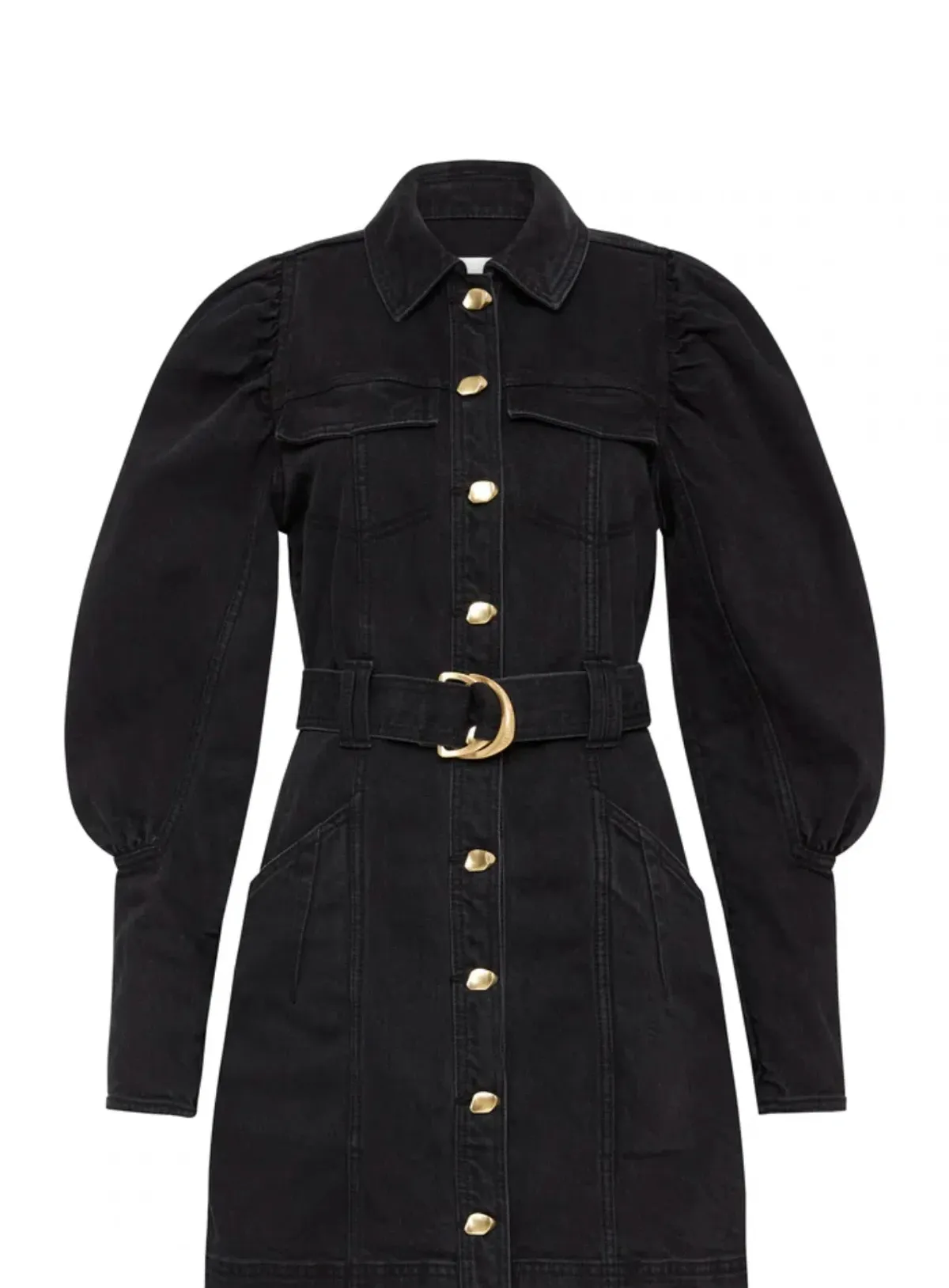 Aje Dione Denim Long Sleeve Dress Black Size 12 - Image 4