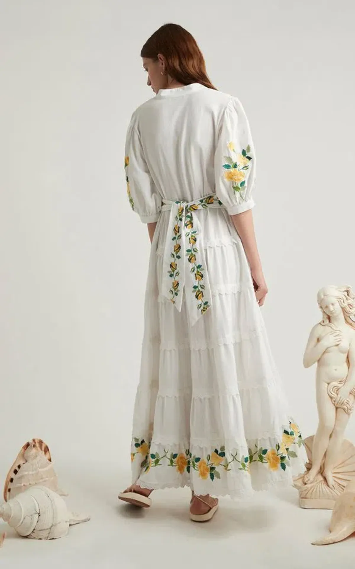 Alemais Rosa Embroidered Cotton-linen Maxi Dress White Size 12 - Image 4