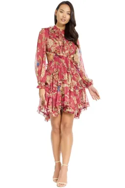 Zimmermann Melody Lace Up Mini Dress Print Size 8 for rent on The Volte - image 1