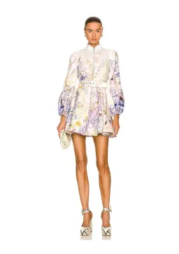 Zimmermann Rhythmic Buttoned Mini Dress Citrus Garden Size 1 / Au 10 for rent on The Volte - image 1