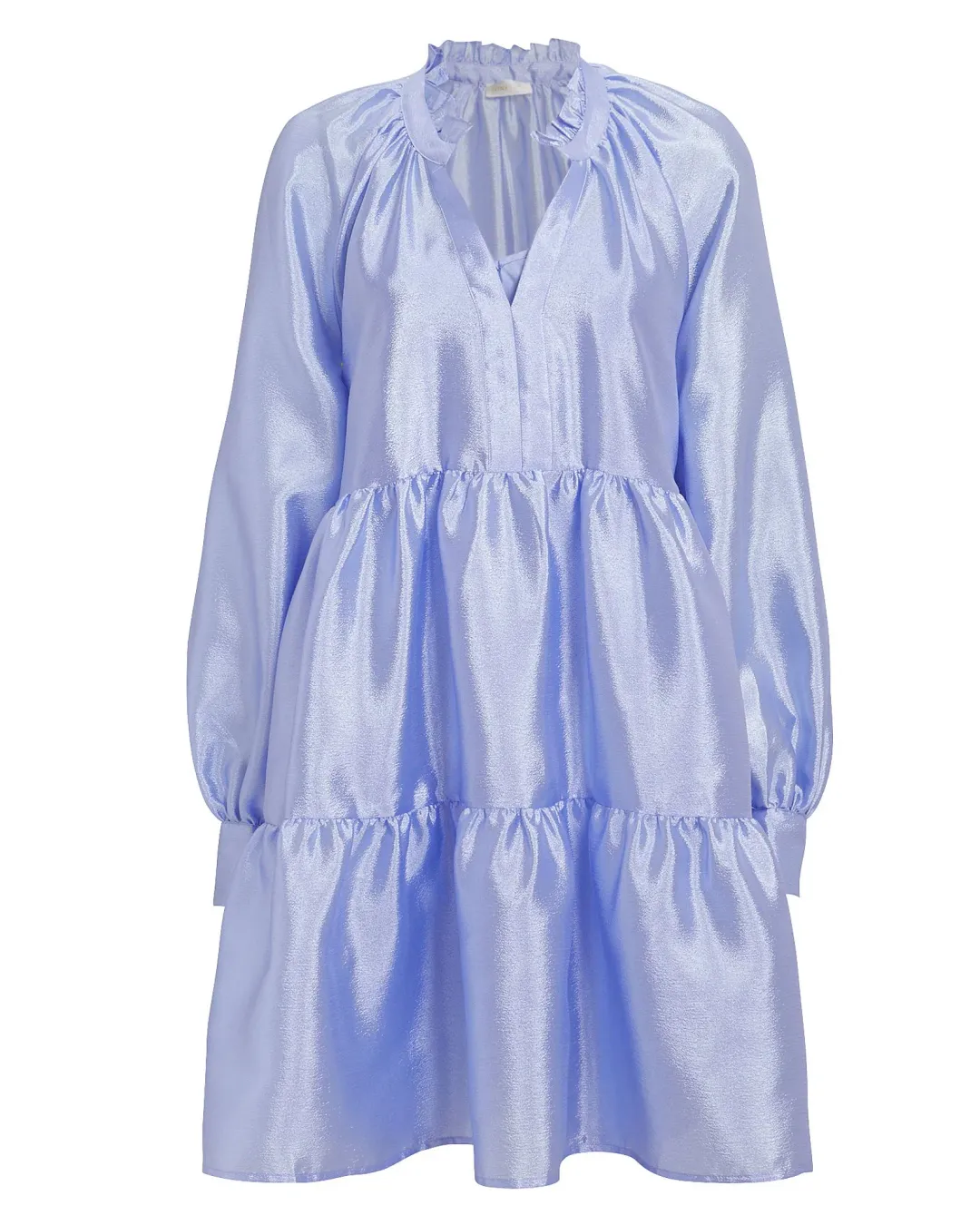 Stine Goya Jasmine Tiered Long-sleeve Shift Dress In Light Blue Size 12 for rent on The Volte - main image