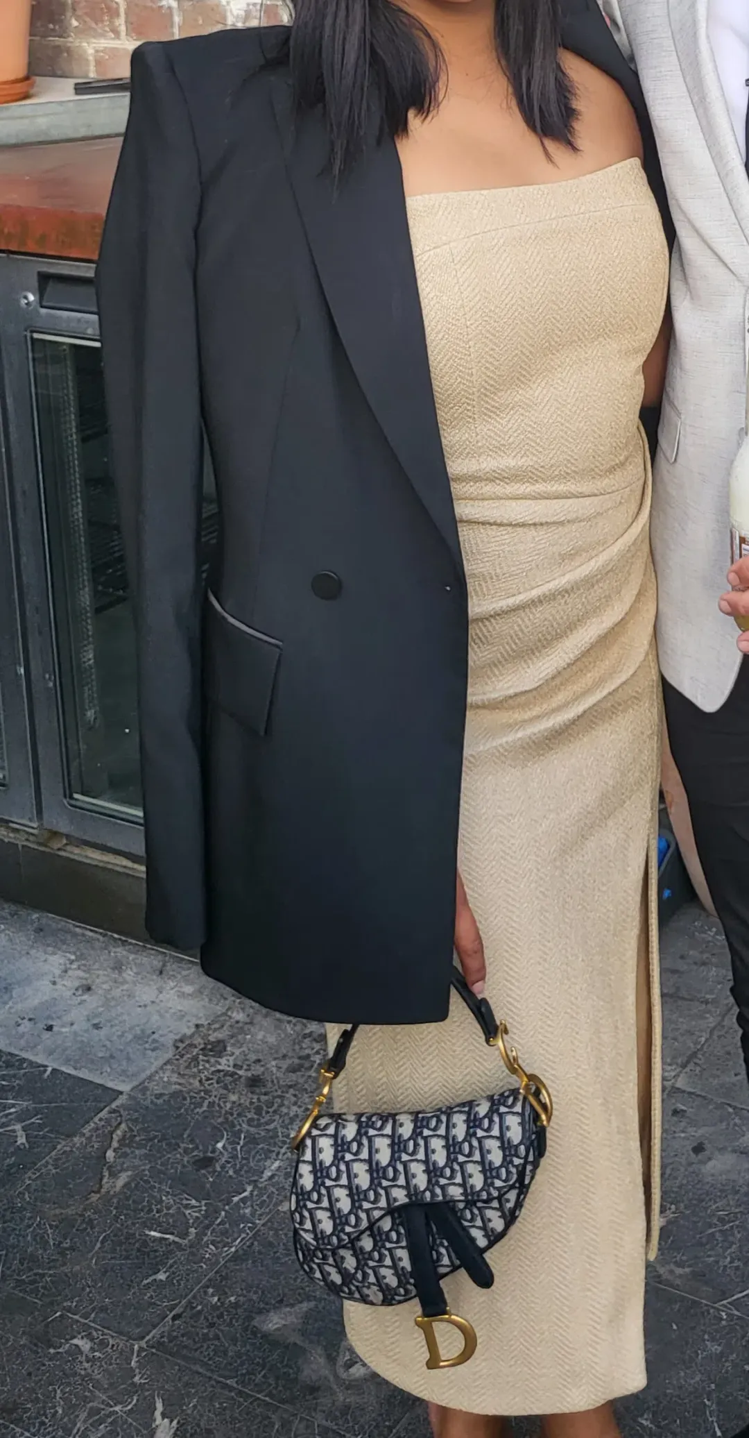 Manning Cartell French Kiss Strapless Midi Dress Beige Size 10 for rent on The Volte - main image