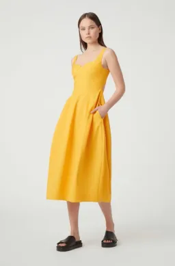 Camilla and Marc Callie Open Back Midi Dress Yellow Size 6 for rent on The Volte - image 1