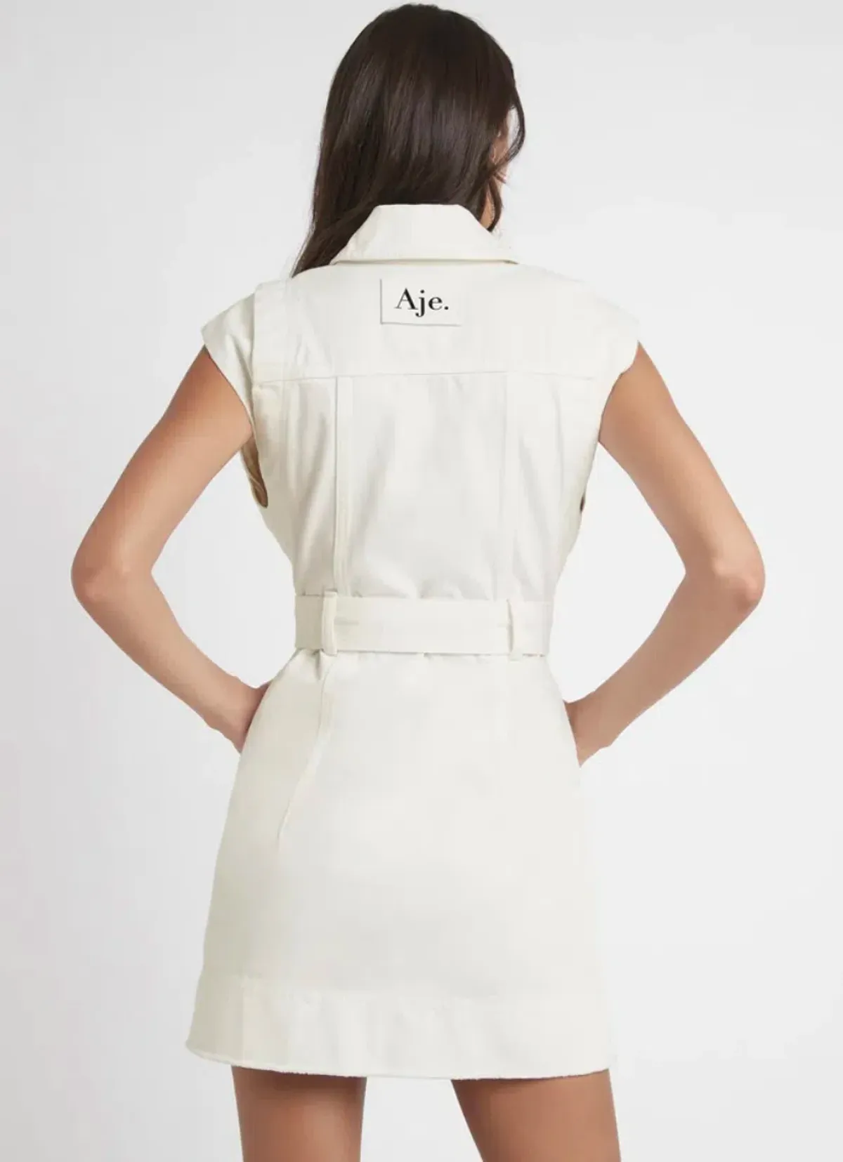 Aje Syros Denim Vest Dress White Size 8 - Image 2