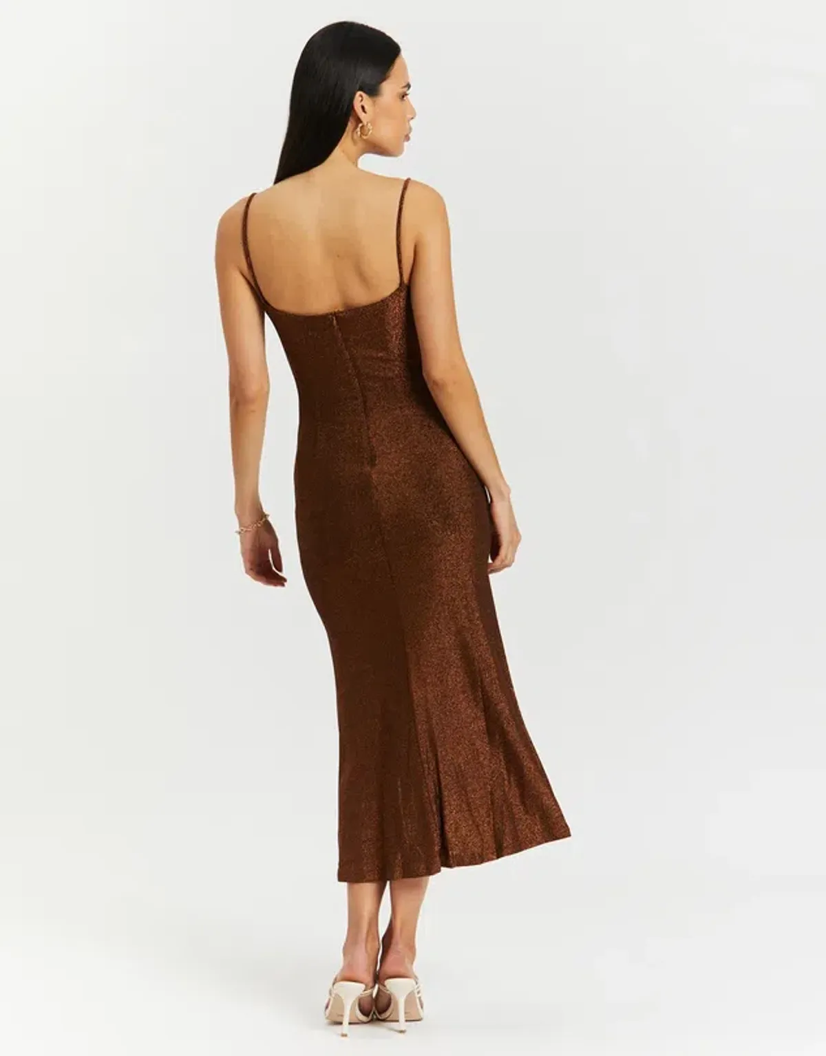 MISHA Josette Midi Dress Metallic Size 10/M - Image 2