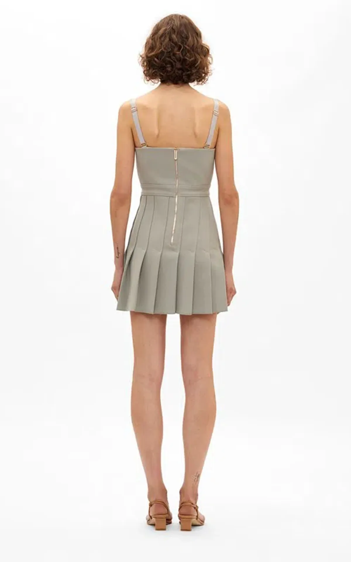 Dion Lee Column Pleated Mini Dress Grey Size 8 - Image 2