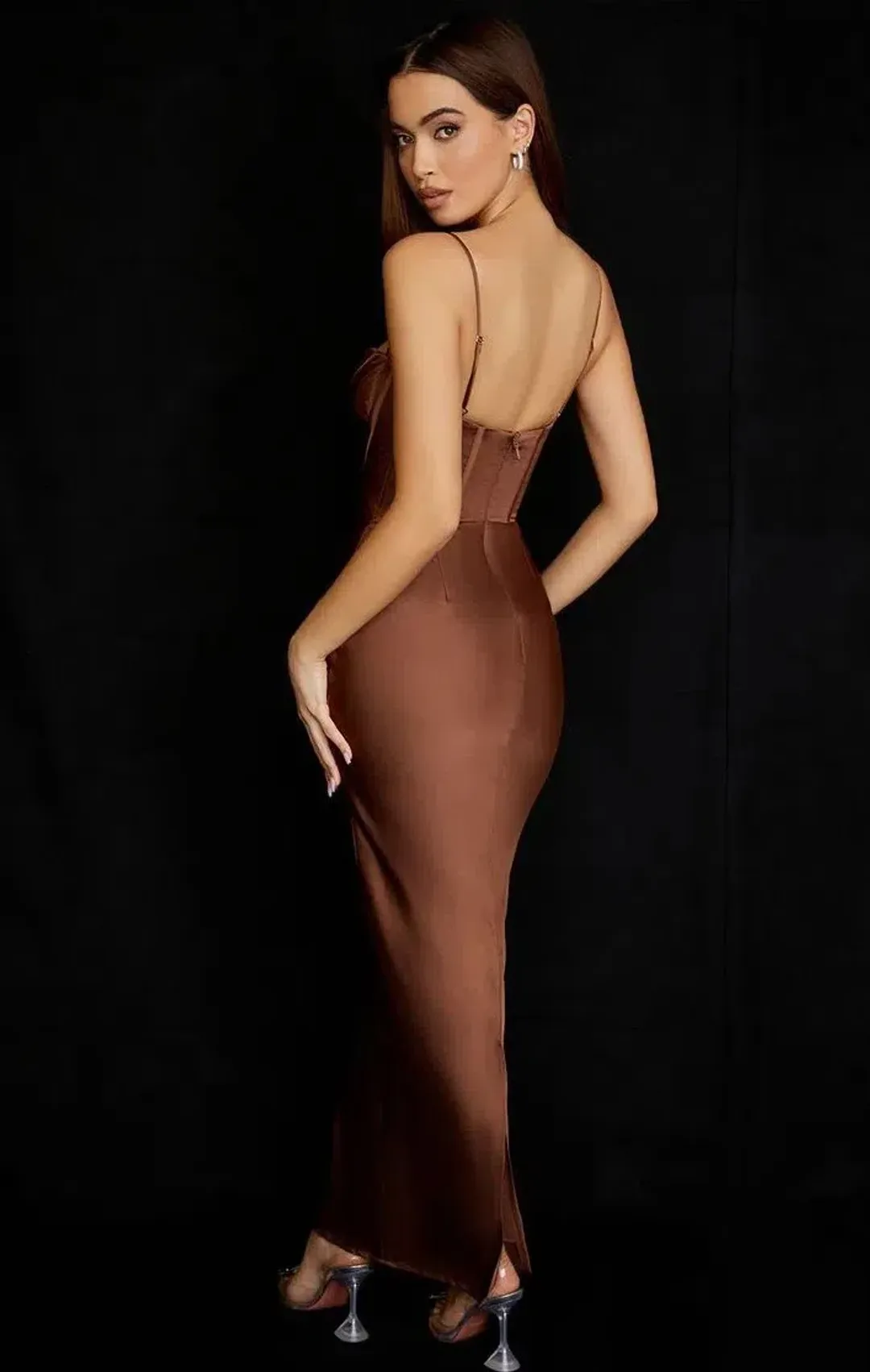 House of CB Charmaine Maxi Dress in Chocolate Brown Size S / Au 8 for rent on The Volte - main image