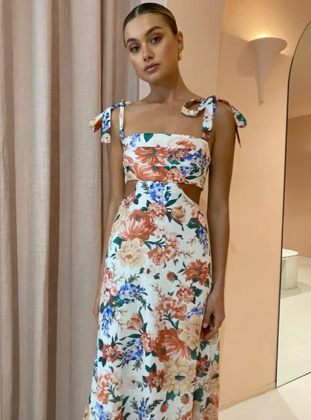 Sofia The Label Mimi Cut Out Midi Dress Botanical Size 10 for rent on The Volte - main image