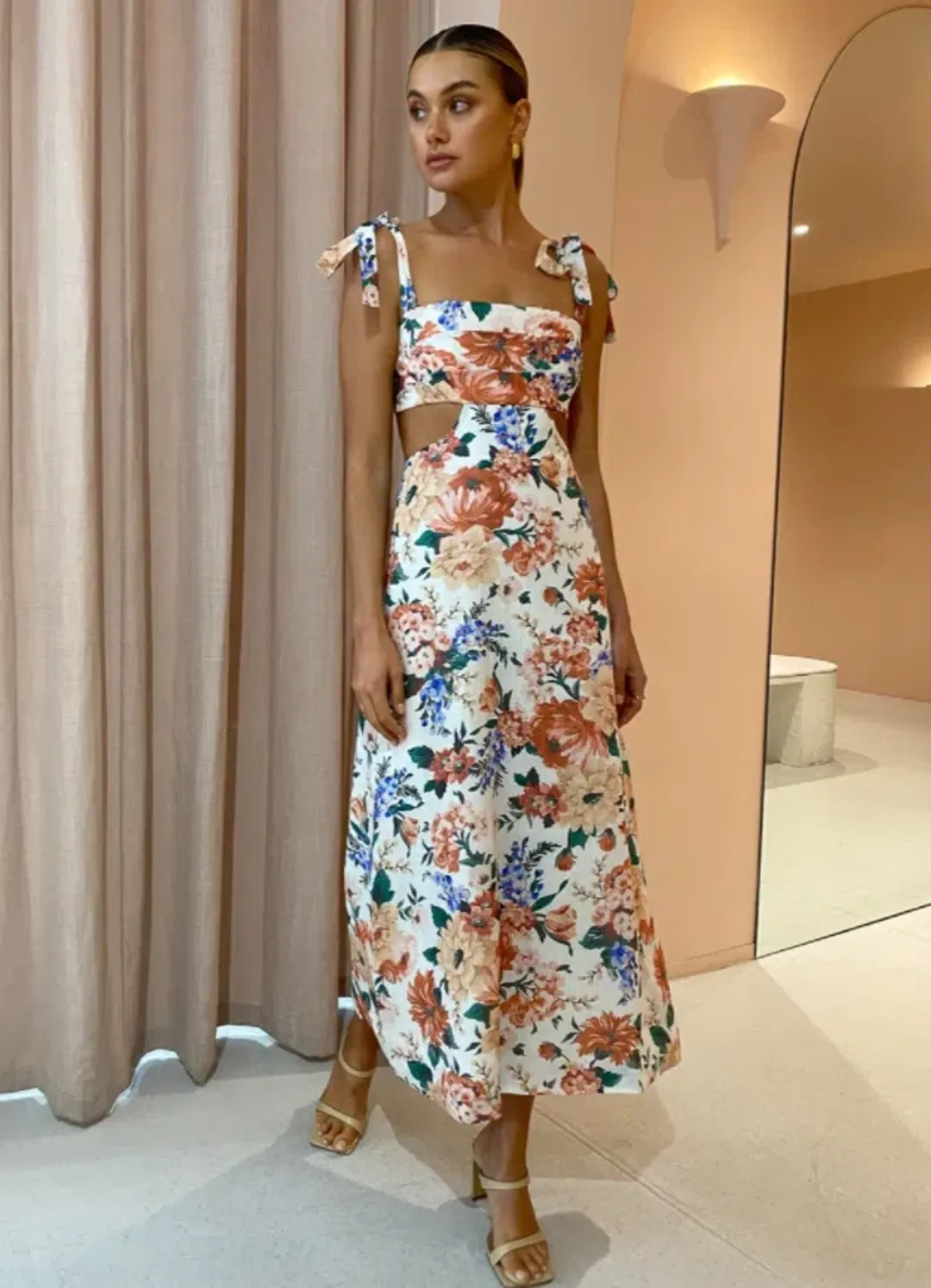 Sofia The Label Mimi Cut Out Midi Dress Botanical Size 10 for rent on The Volte - main image