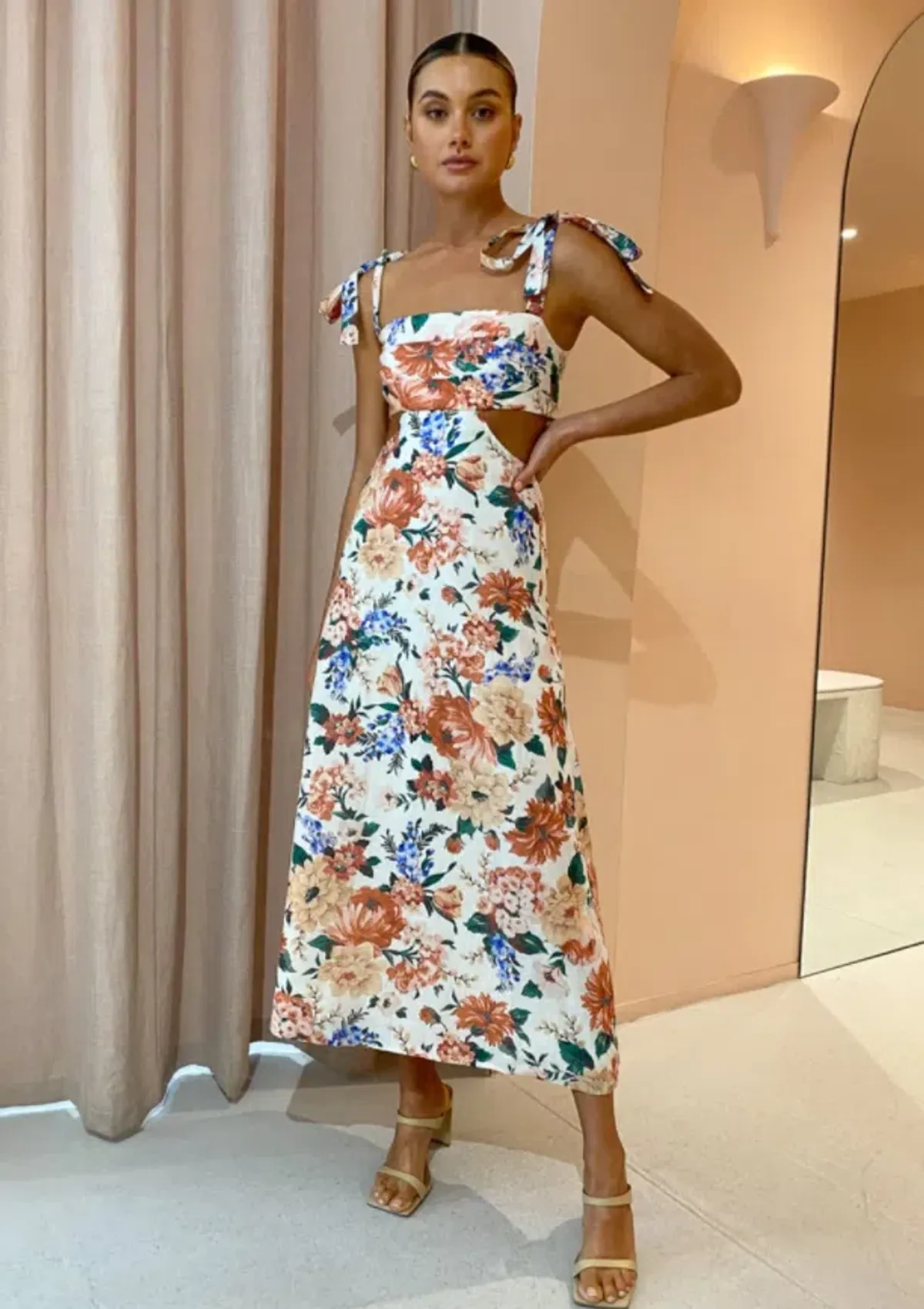 Sofia The Label Mimi Cut Out Midi Dress Botanical Size 10 for rent on The Volte - main image