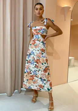 Sofia The Label Mimi Cut Out Midi Dress Botanical Size 10 for rent on The Volte - image 1