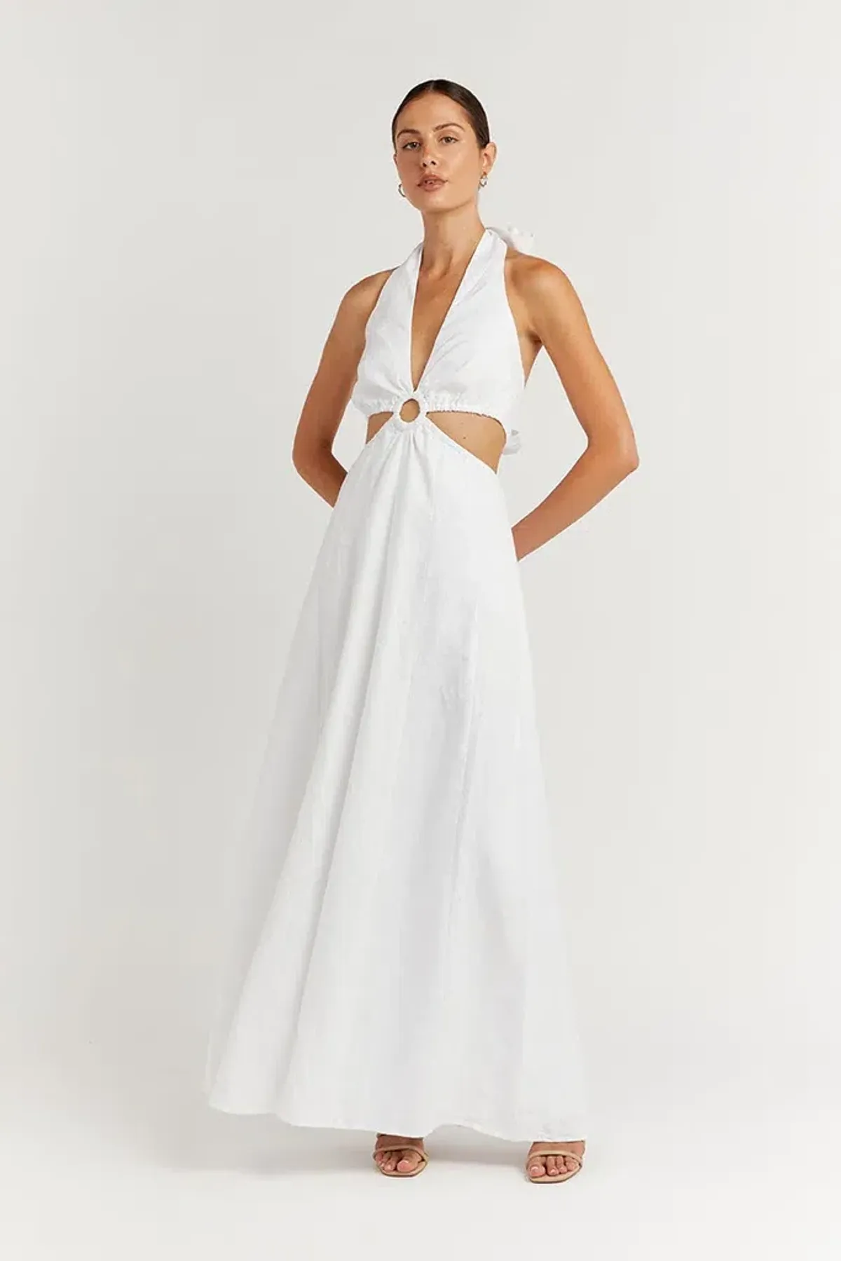 Dissh Layne Halter Midi Dress White Size 8 - Image 2