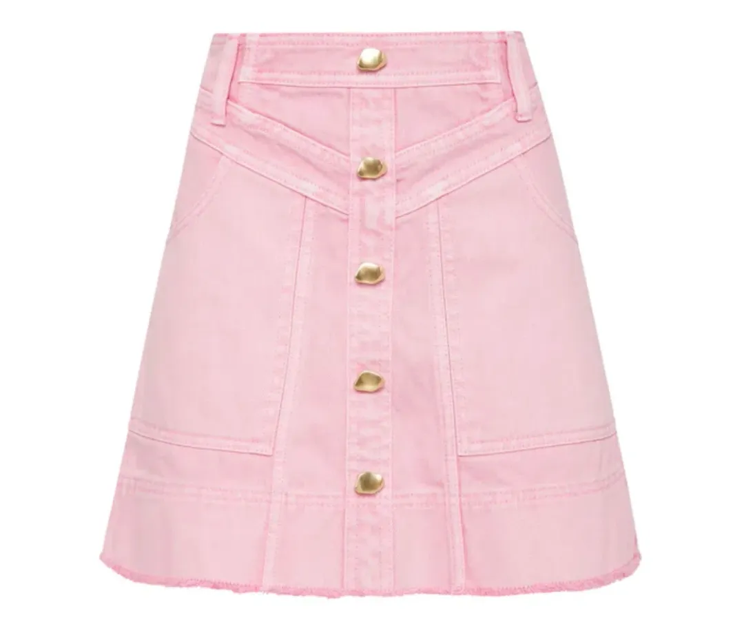 Aje Triada Denim Mini Skirt Bon Bon Pink Size 8 for rent on The Volte - main image