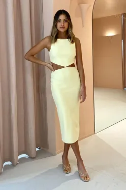 Bec & Bridge Scout Cut Out Midi Dress in Lemonade Size 10 for rent on The Volte - image 1