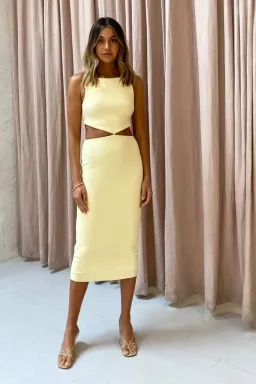 Bec & Bridge Scout Cut Out Midi Dress in Lemonade Size 10 for rent on The Volte - image 4