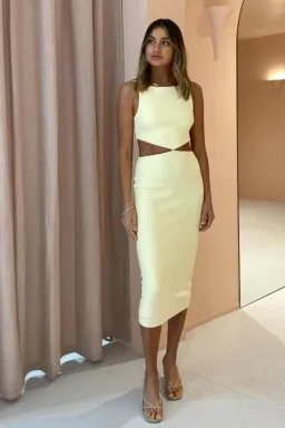 Bec & Bridge Scout Cut Out Midi Dress in Lemonade Size 10 for rent on The Volte - image 2
