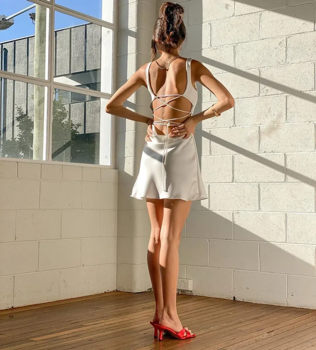 Arcina Ori Valentina Mini Dress Ivory Size 10 for rent on The Volte - main image