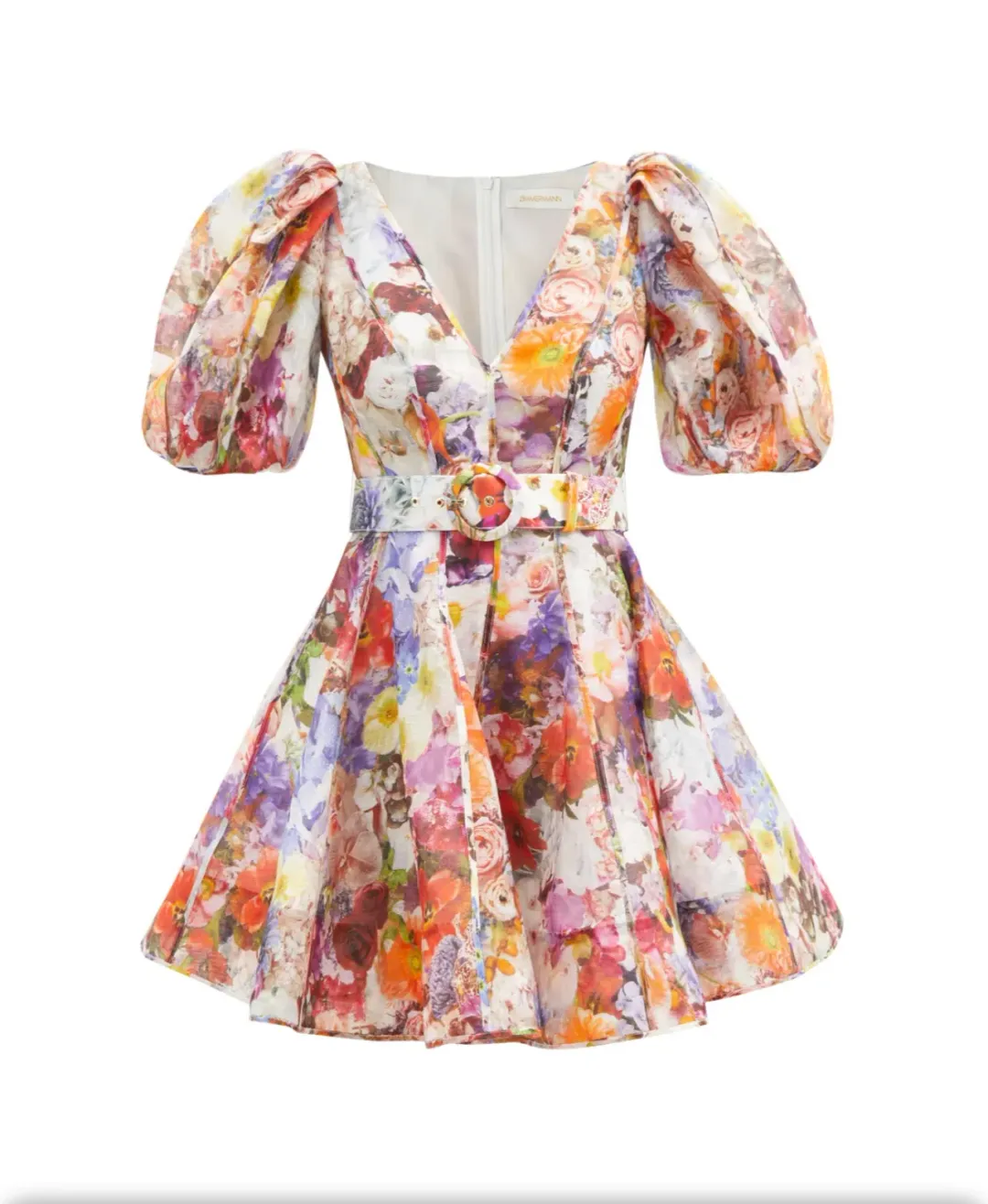 Zimmermann Prima Balloon Sleeve Floral Print Mini Dress Print Size 8 for rent on The Volte - main image