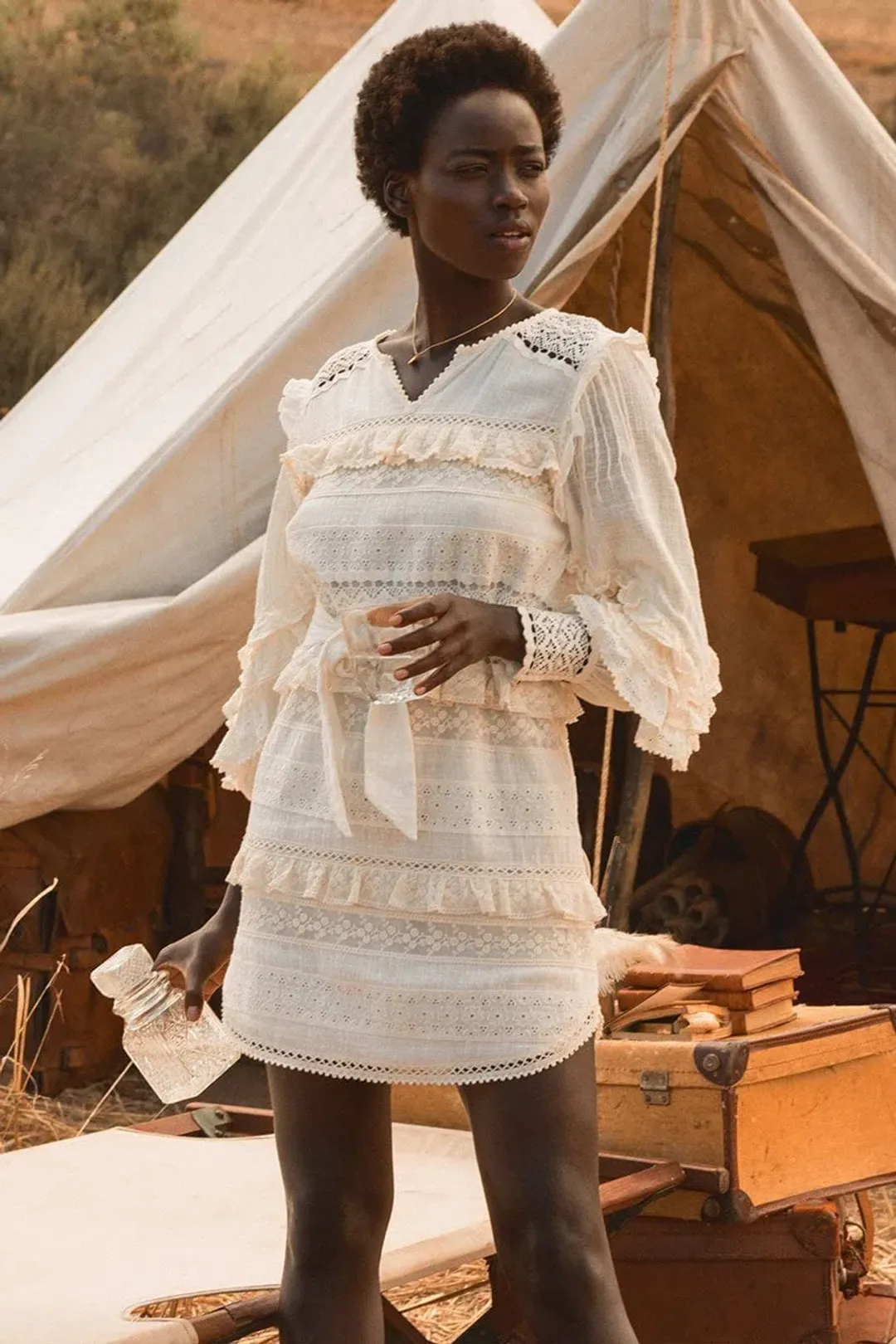 Spell Suki Mini Party Dress Cream Size M for rent on The Volte - main image