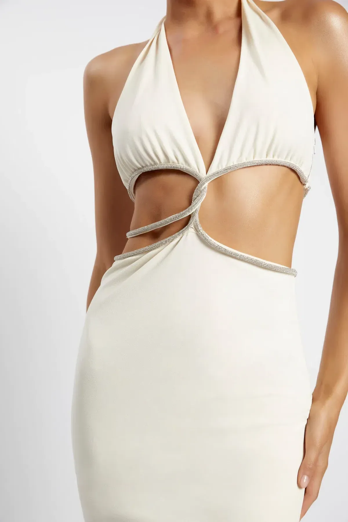 Meshki Nicha Diamante Cut Out Midi Dress White Size XS - Image 2