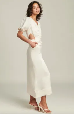 Ginia Indienne Silk Linen Midi Dress White Size 10 for rent on The Volte - image 2