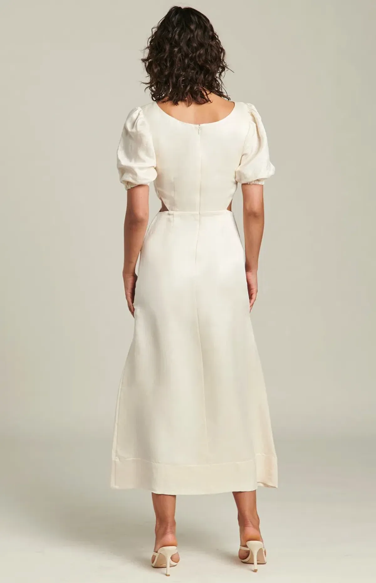 Ginia Indienne Silk Linen Midi Dress White Size 10 - Image 3