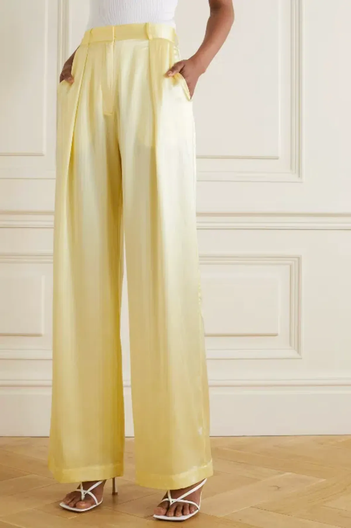 Michael Lo Sordo Relaxed Silk Boy Pants Pale Yellow Size AU 4 - Image 2