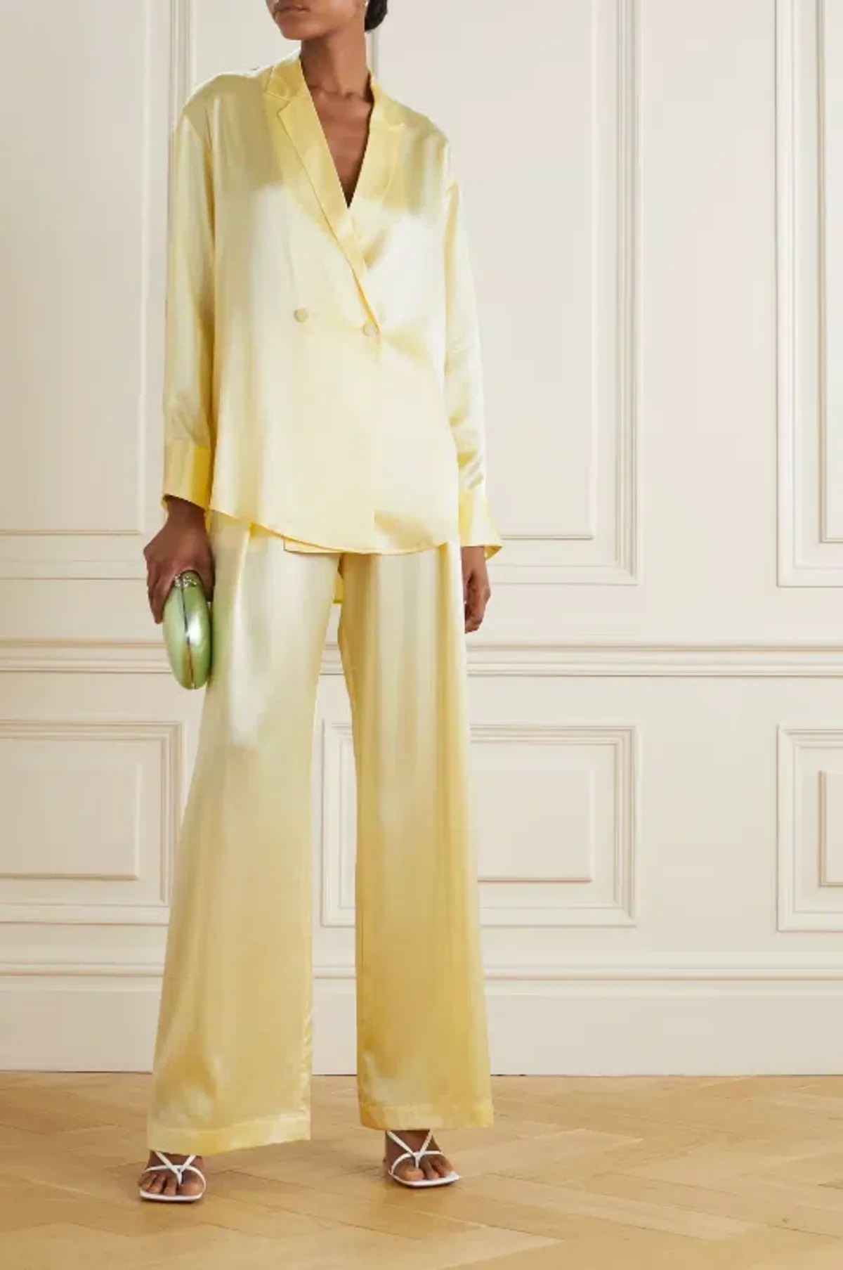 Michael Lo Sordo Relaxed Silk Boy Pants Pale Yellow Size AU 4 - Image 1