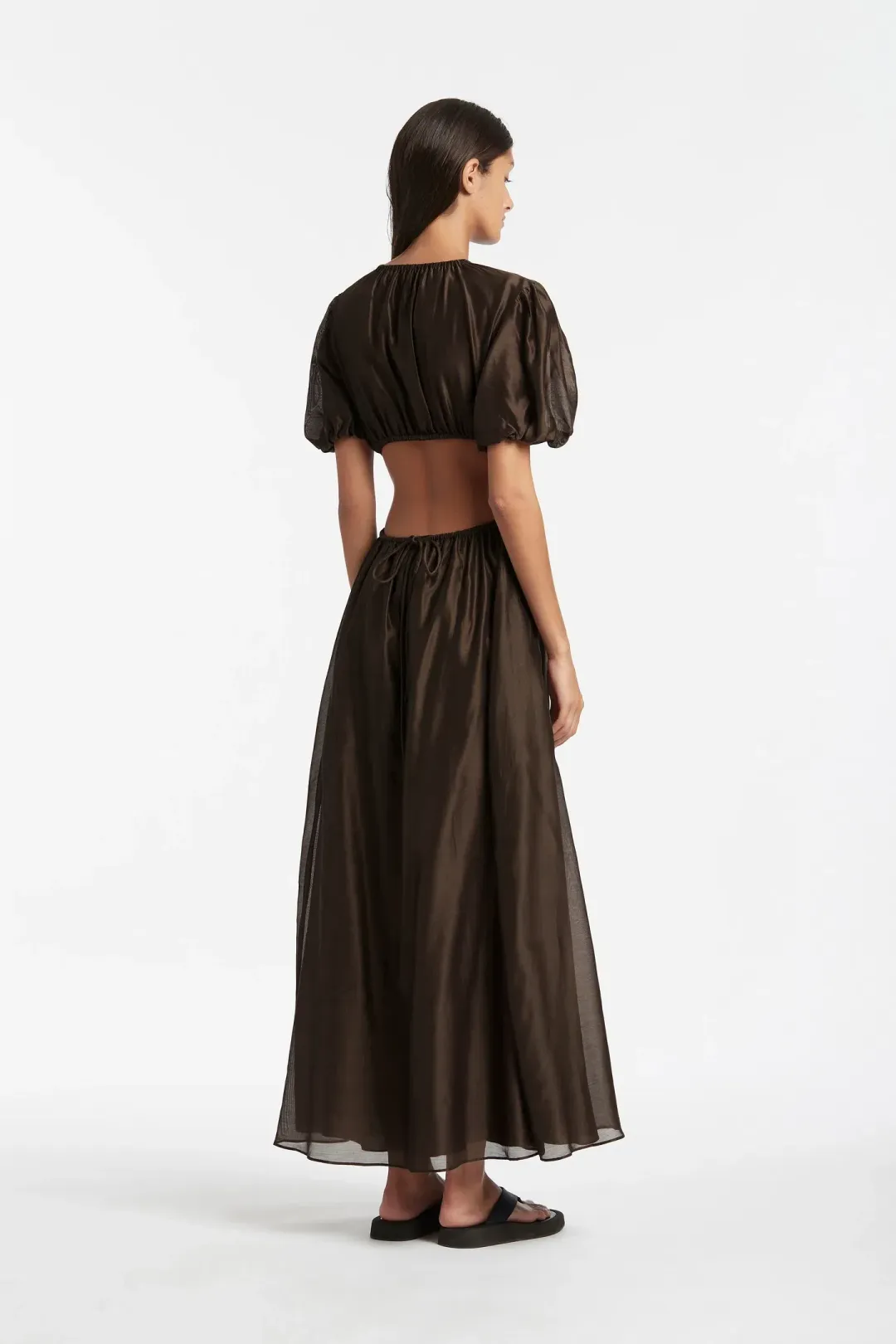 Sir The Label Anje Puff Sleeve Gown In Chocolate Size AU 10 for rent on The Volte - main image