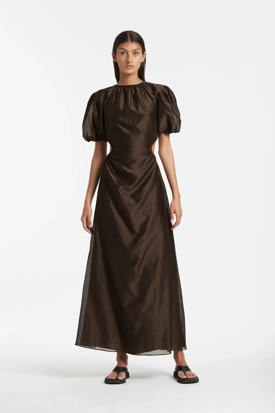 Sir The Label Anje Puff Sleeve Gown In Chocolate Size AU 10 for rent on The Volte - main image