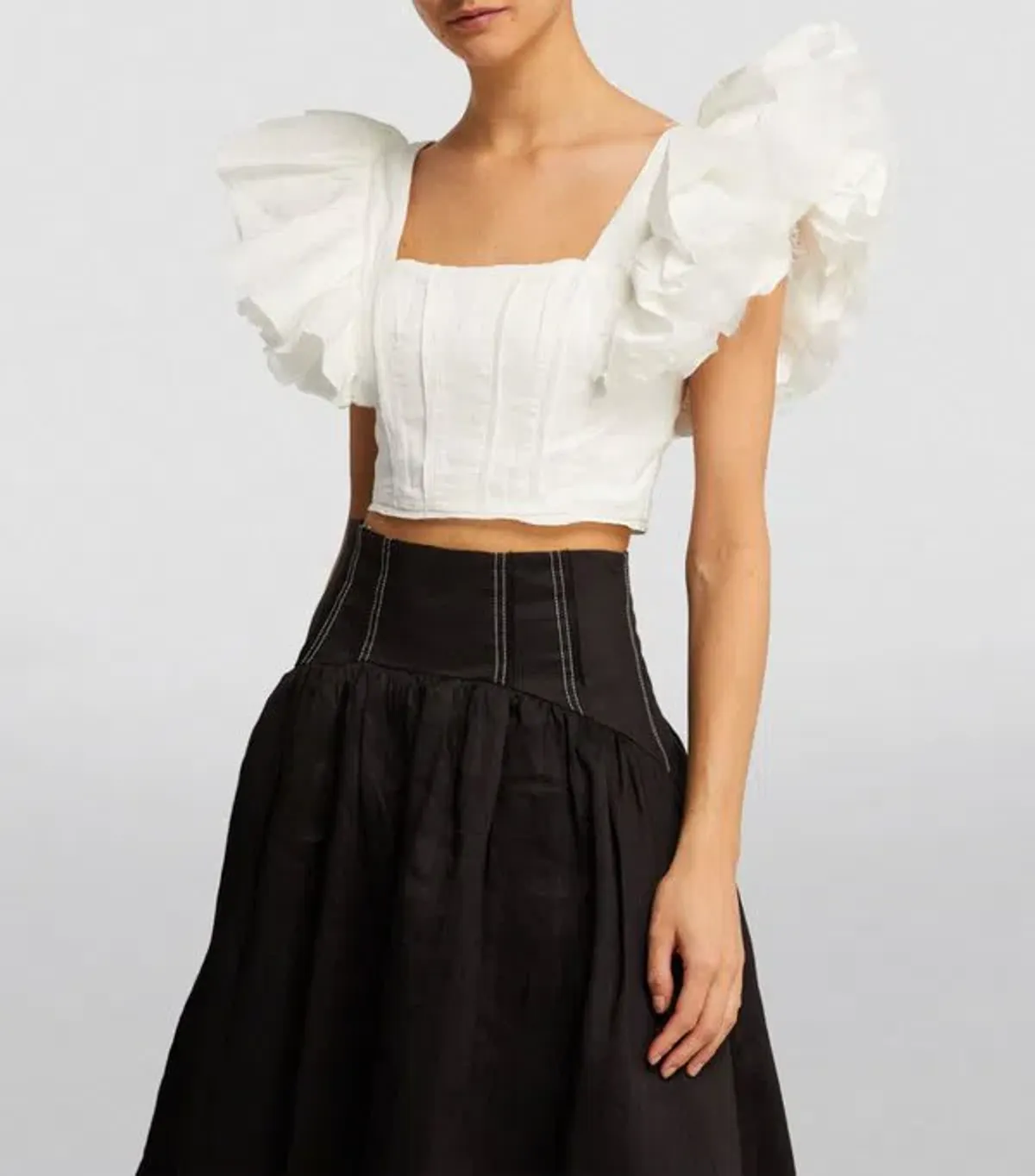 Aje Vanades Frill Crop Top & New Wave Mini Skirt Set Ivory Size 8 - Image 2