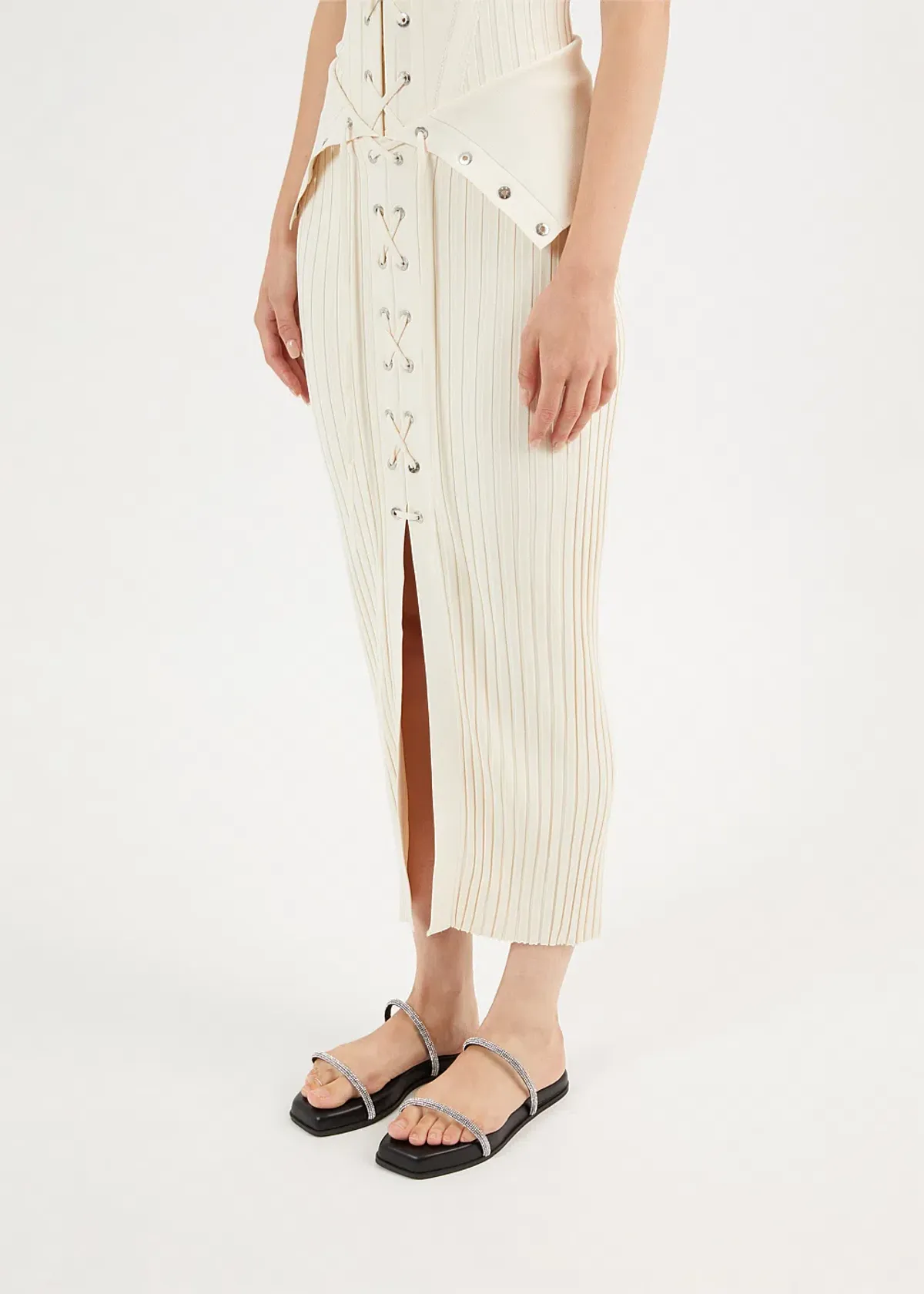 Dion Lee Lace Up Eyelet Skirt and Top Set Beige Size 6 - Image 3