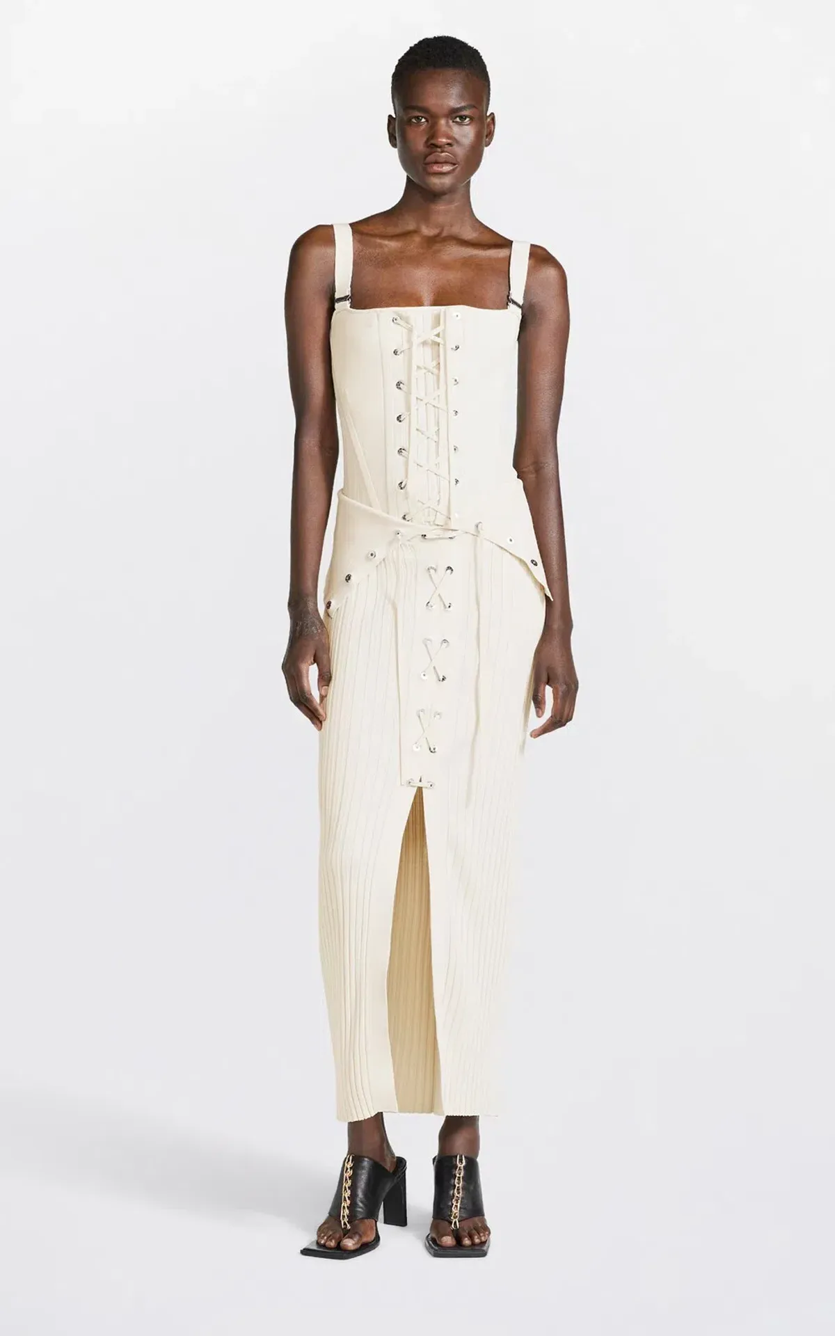 Dion Lee Lace Up Eyelet Skirt and Top Set Beige Size 6 - Image 4