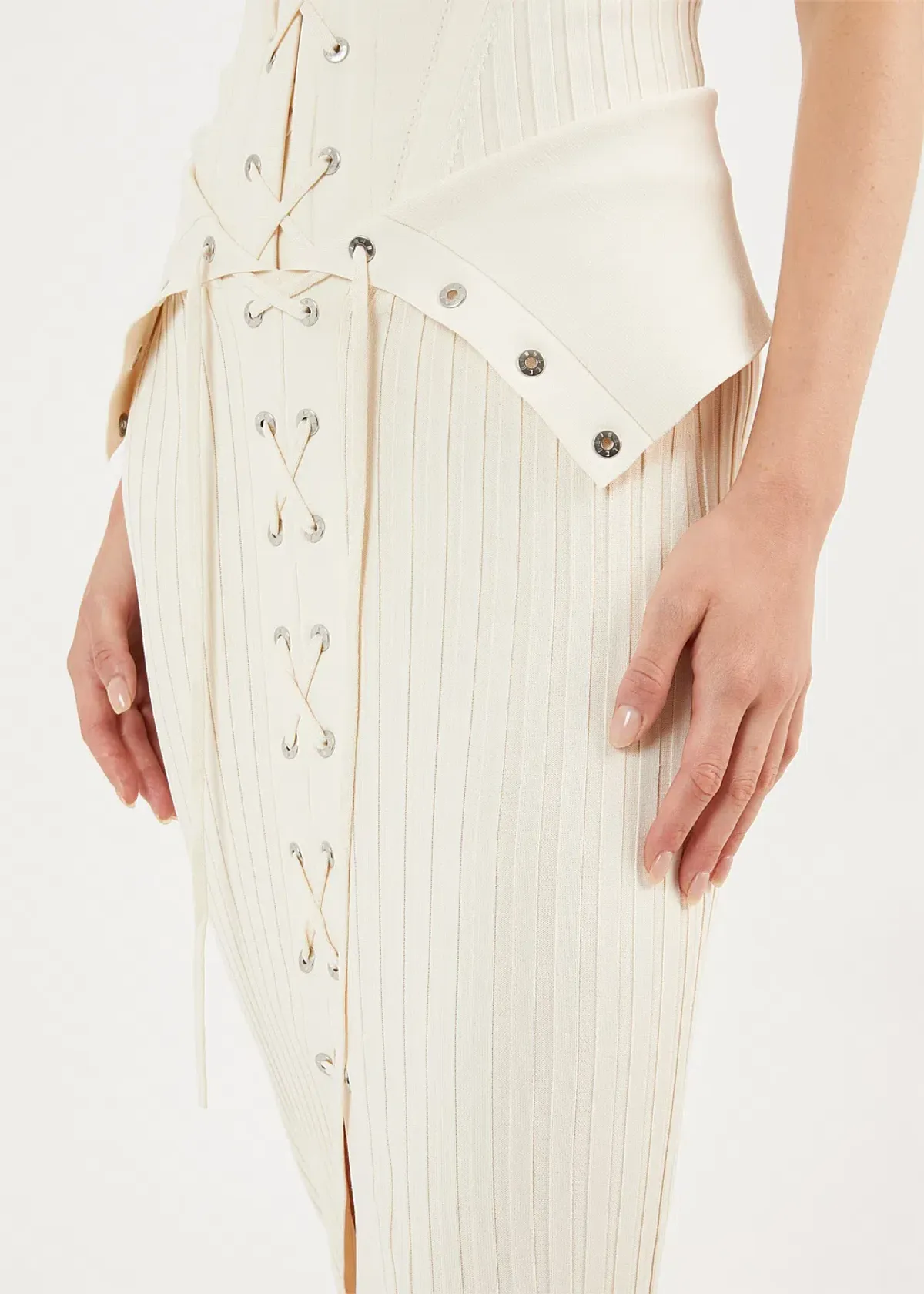 Dion Lee Lace Up Eyelet Skirt and Top Set Beige Size 6 - Image 2