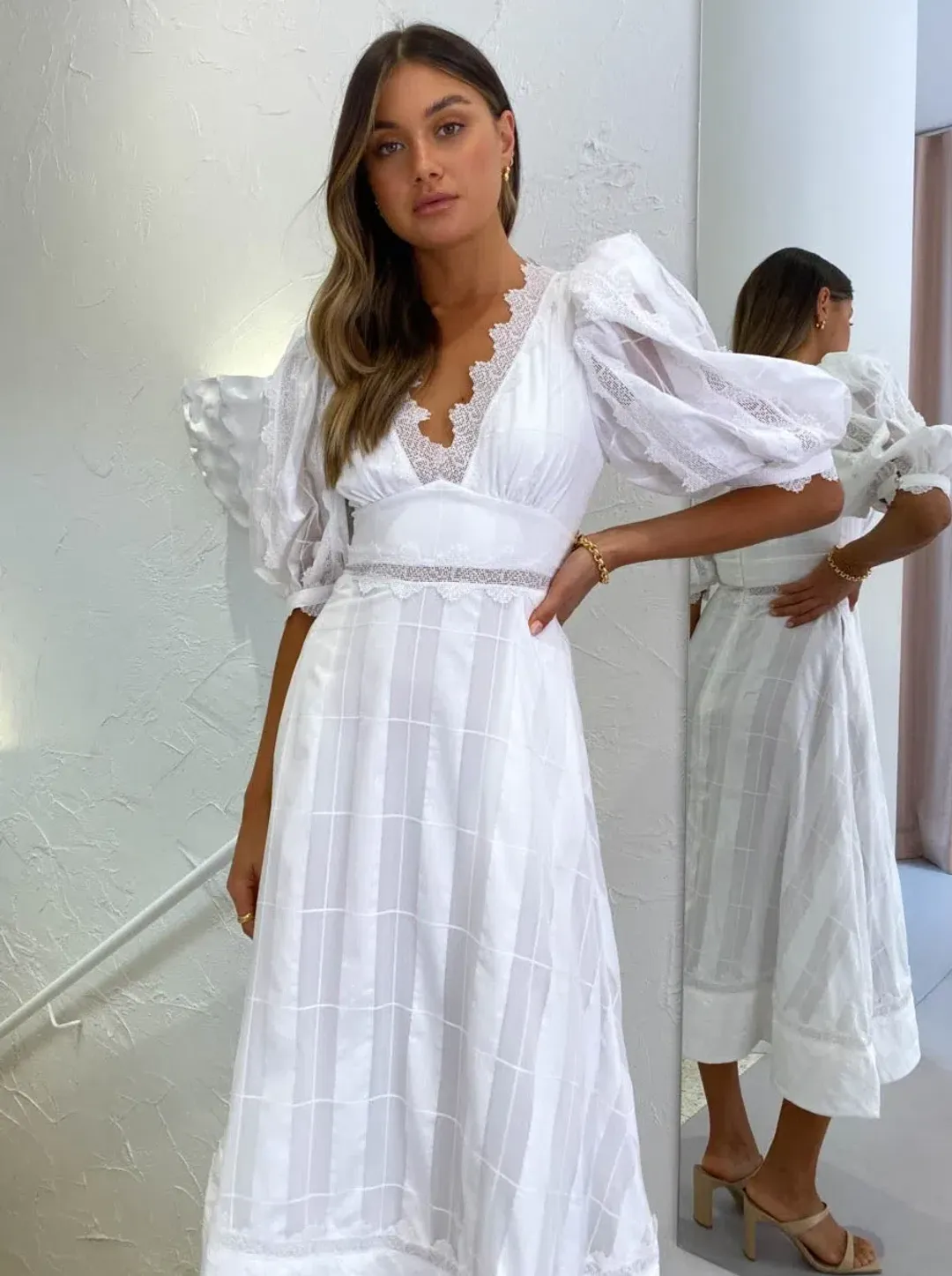 Acler Grampian Dress White Size 10 for rent on The Volte - main image