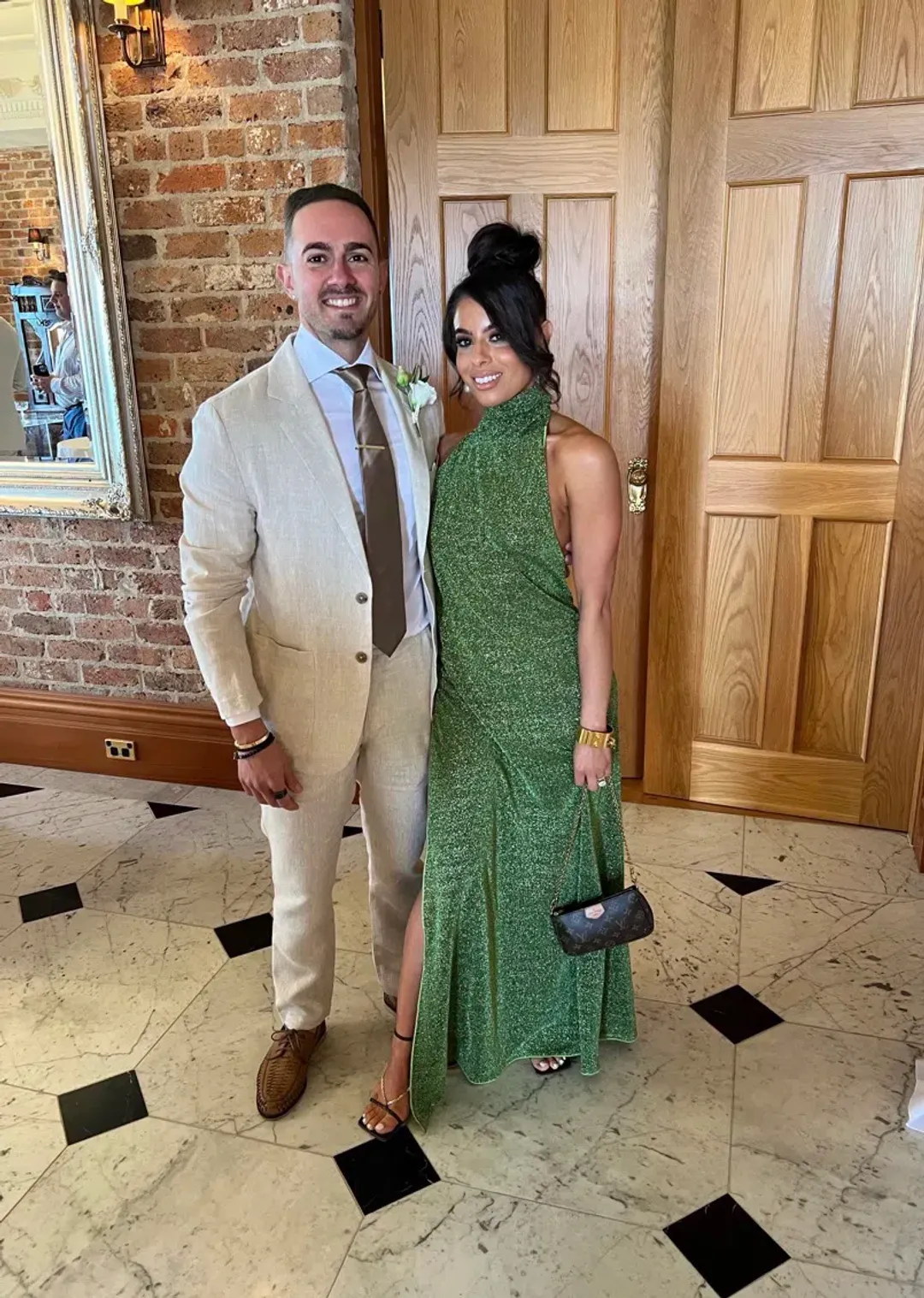 Oseree Lumiere Turtleneck Dress Green Size S for rent on The Volte - main image