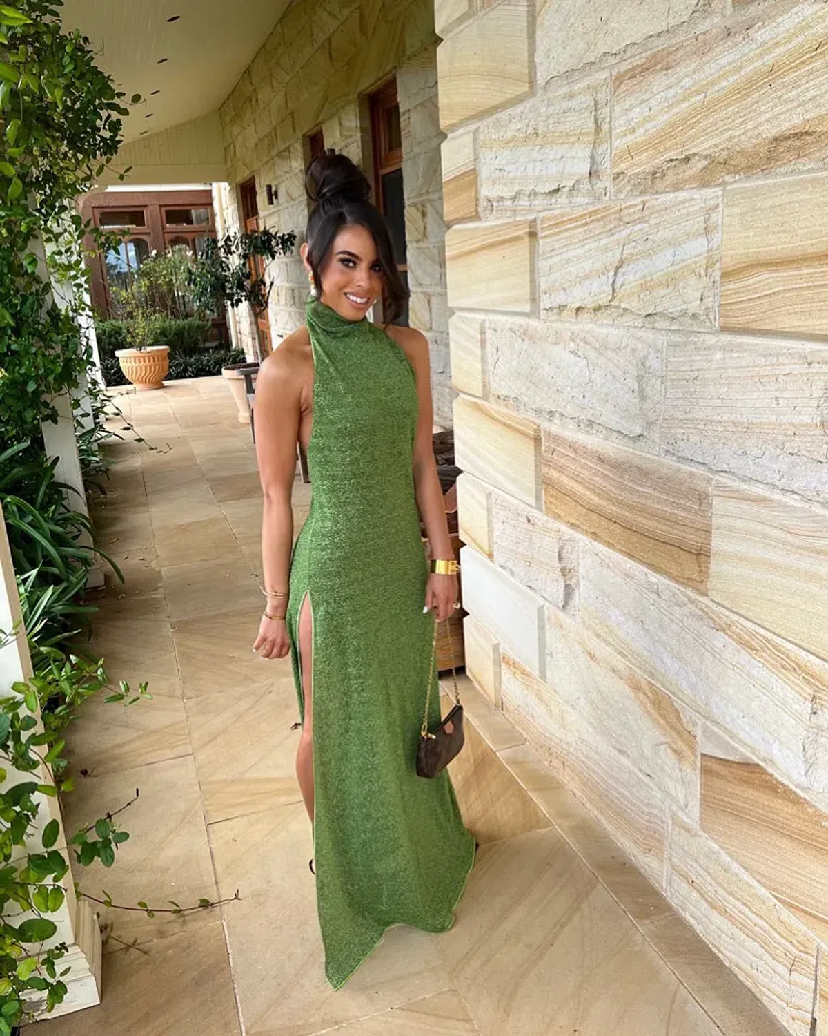 Oseree Lumiere Turtleneck Dress Green Size S - Image 4