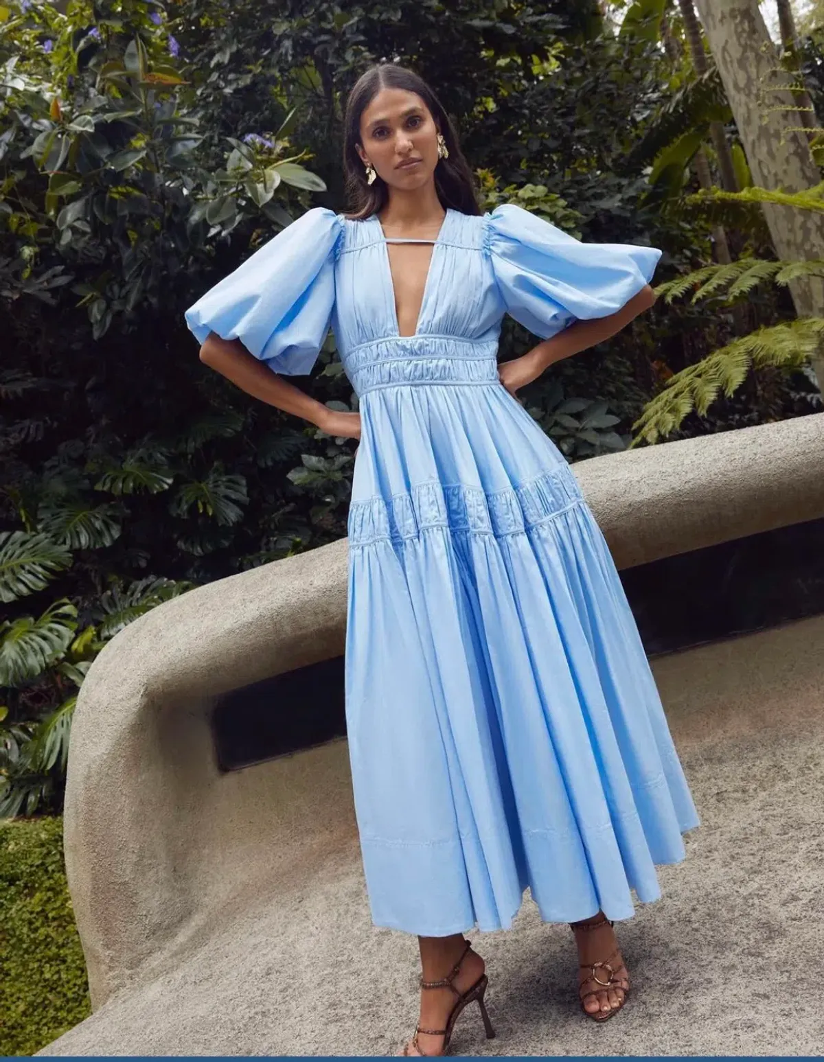 Aje Fallingwater Gathered Midi Dress Blue Size 14 - Image 3