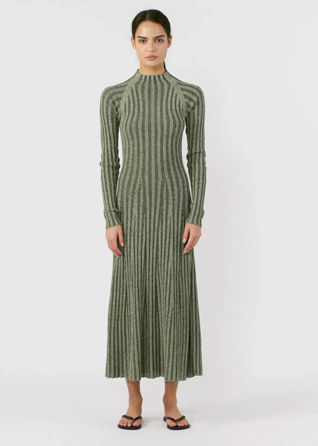 Dion Lee Twist Back Rib Knit Dress Green Size 8 for rent on The Volte - main image