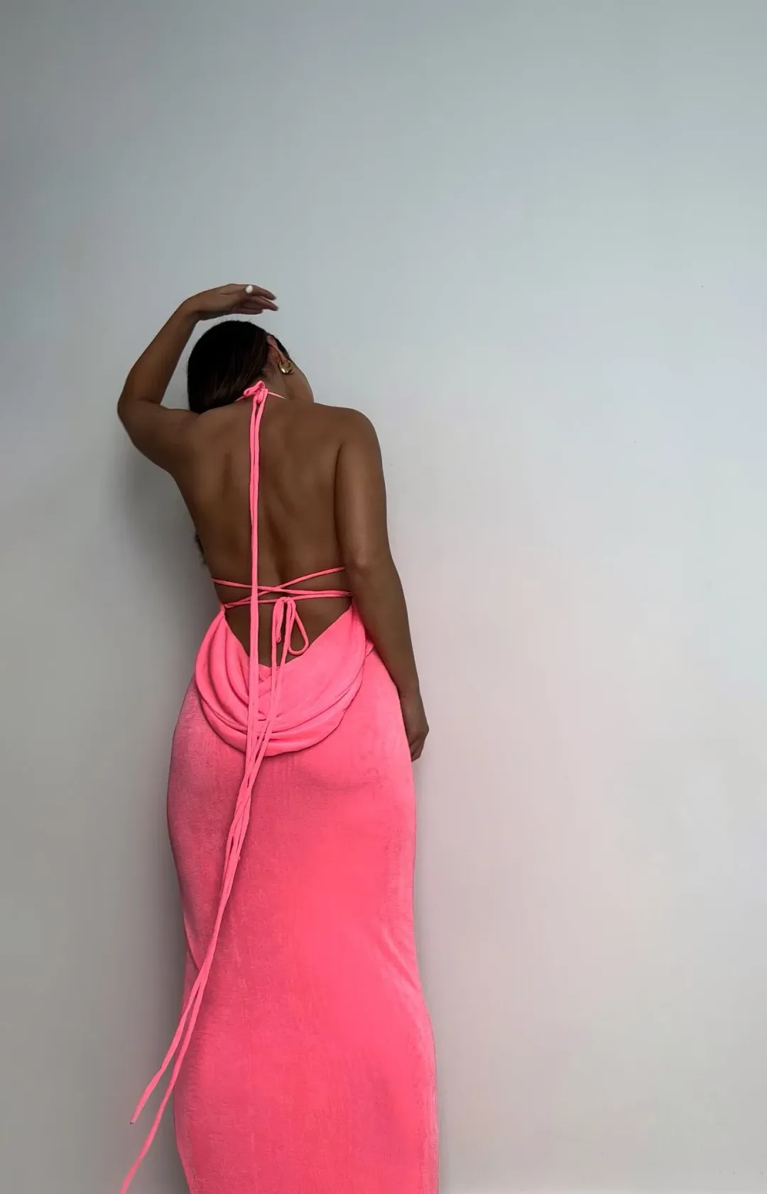 Mélani the Label Ciana Midi Dress Hot Pink Size XXS for rent on The Volte - main image