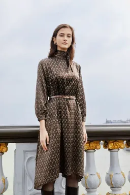 Scanlan Theodore Brown Silk Dress Print Size 6 for rent on The Volte - image 1