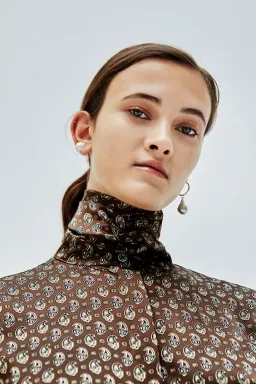 Scanlan Theodore Brown Silk Dress Print Size 6 for rent on The Volte - image 2