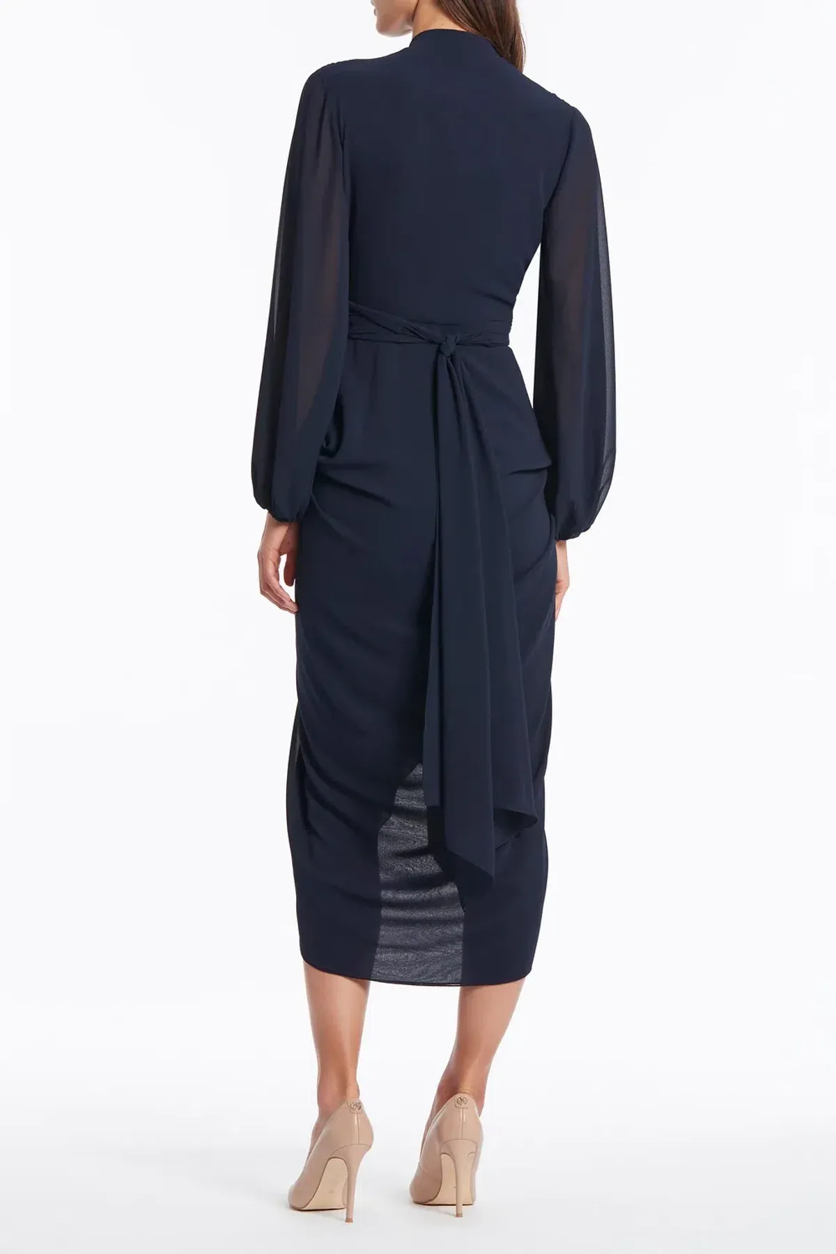 Carla Zampatti Modern Love Waterfall Dress Navy Size 14 - Image 3