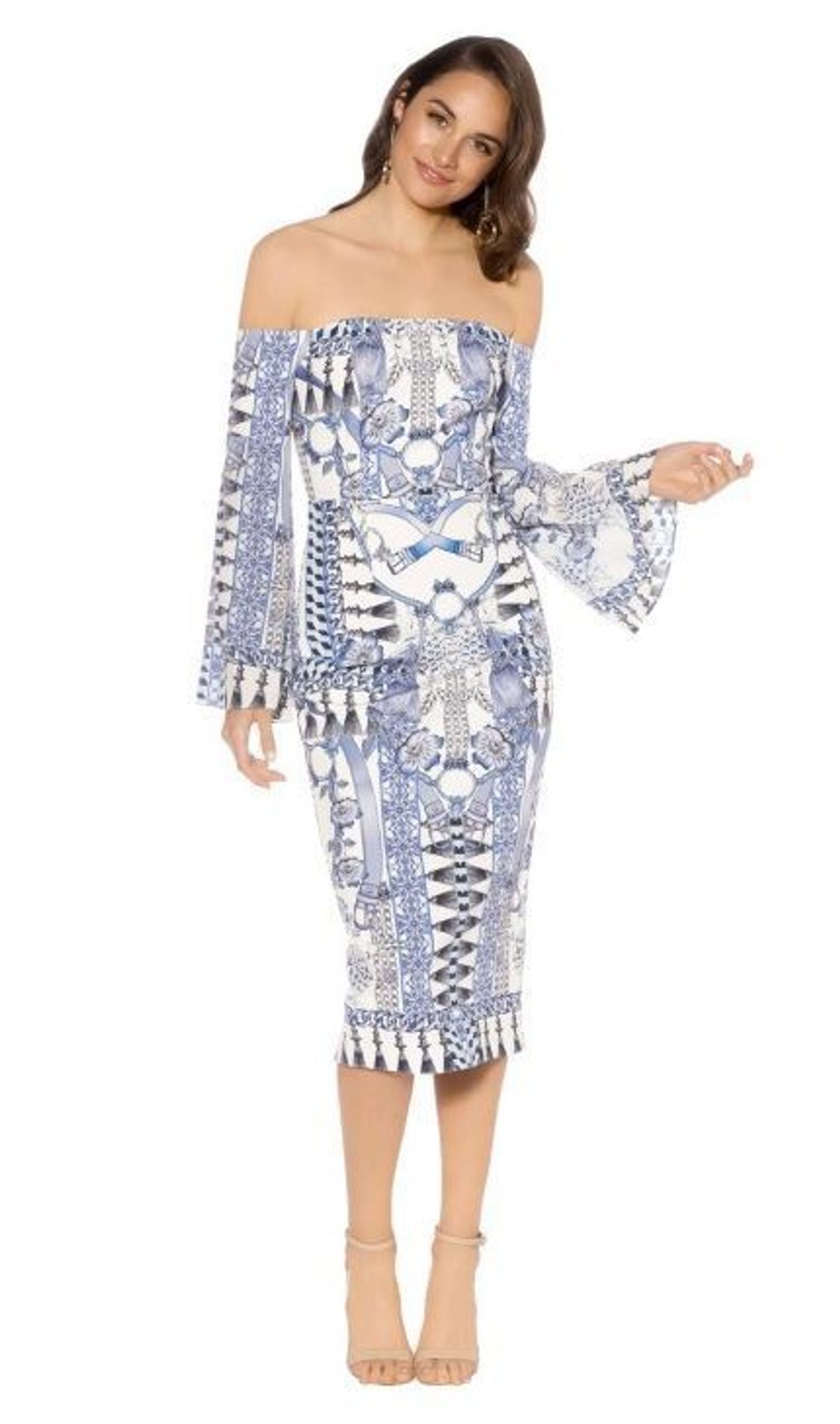 Thurley Wedgewood Print Bonded Dress - Image 2