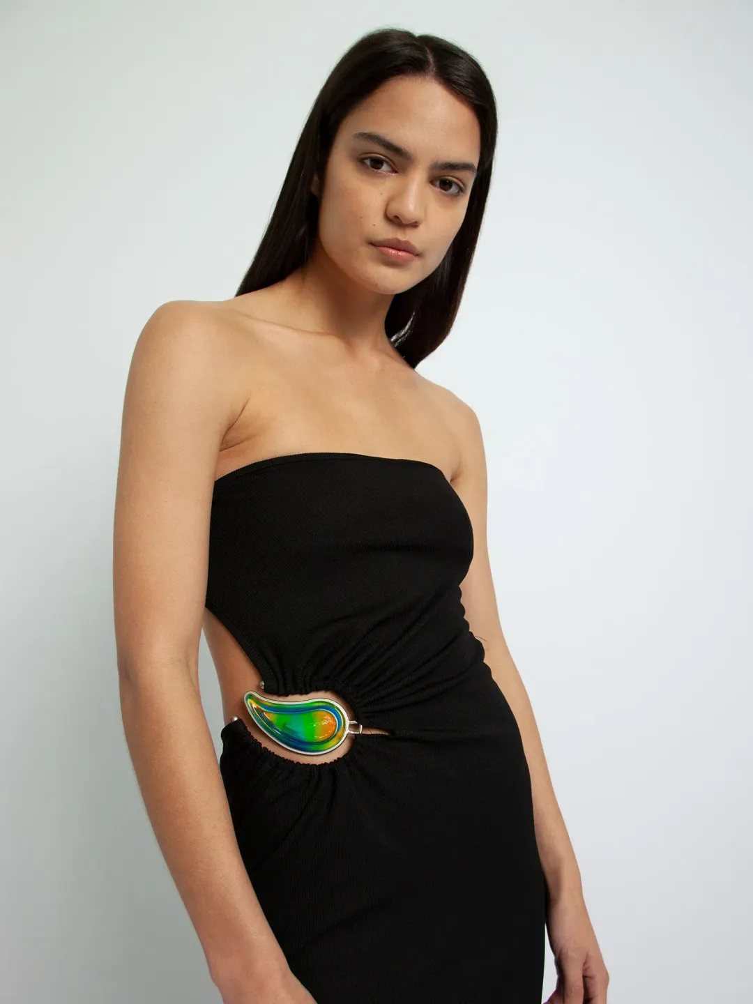 Christopher Esber Strapless Moonstone Dress Black Size 8 for rent on The Volte - main image