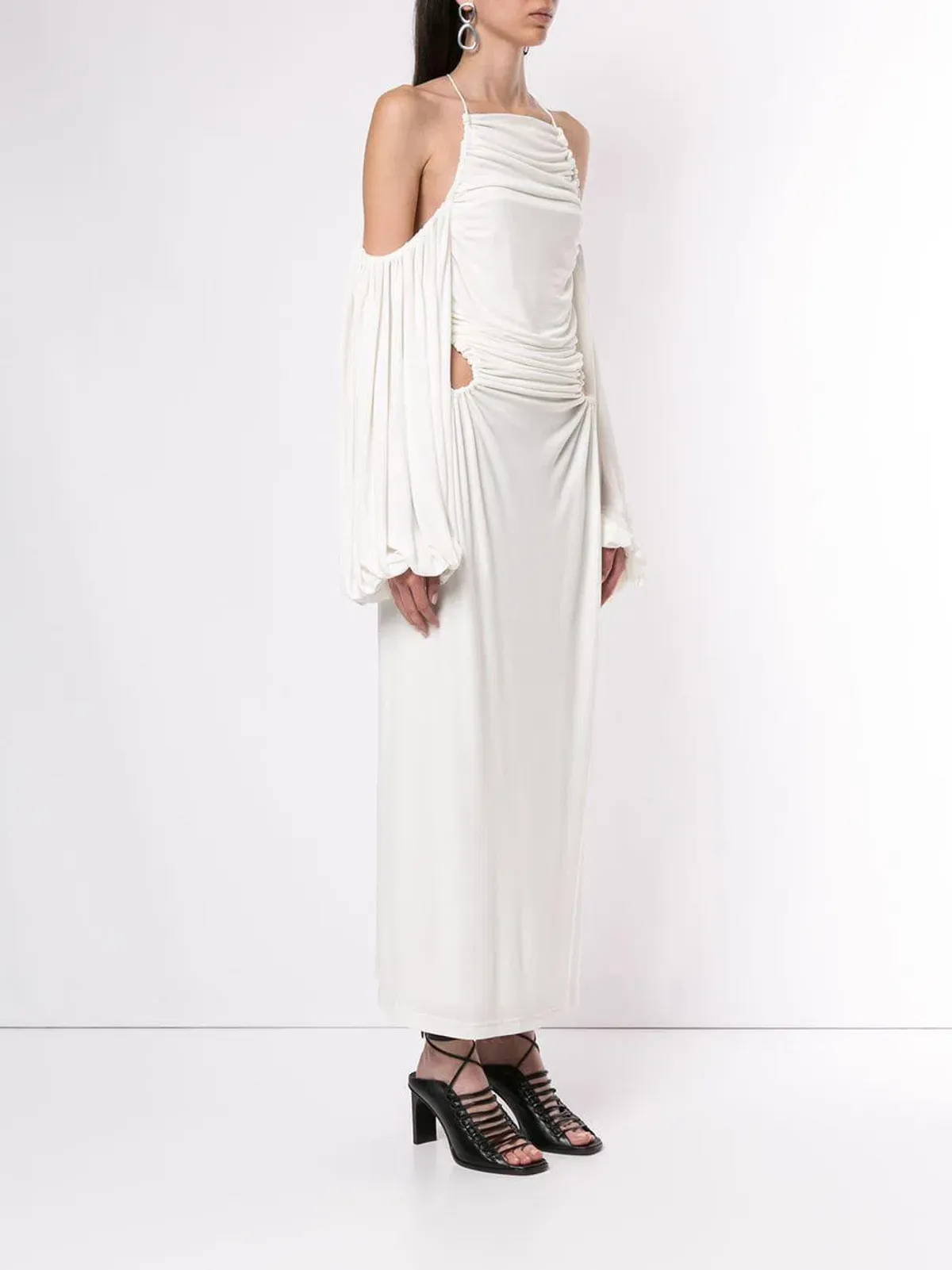 Dion Lee Ruched Midi Dress White Size 8 - Image 2