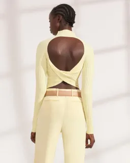 Dion Lee Twist Back Long Sleeve Knit Top Lemon Yellow Size 8 for rent on The Volte - image 3